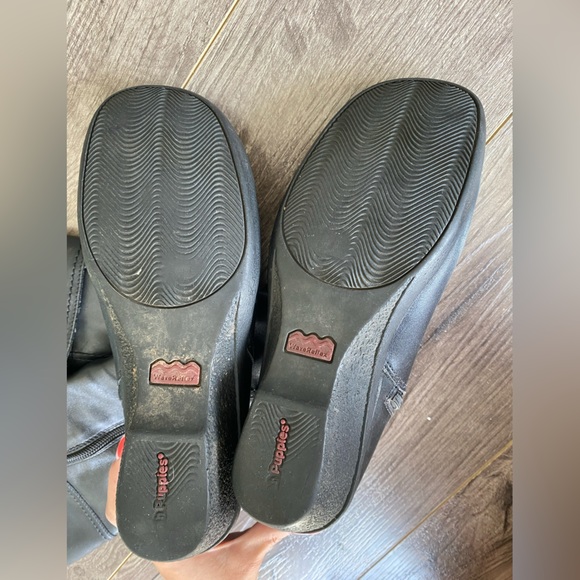 Hush Puppies waterproof black leather wedge heeled tall boots - Picture 11 of 16